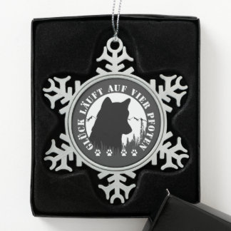 Husky Happiness runs on four paws Snowflake Pewter Christmas Ornament