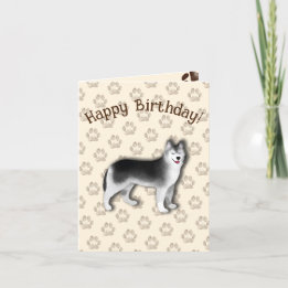 Husky Happy Birthday dog footprint Editable Thank You Card