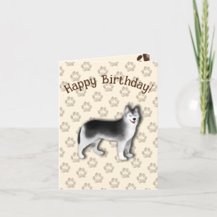 Husky Happy Birthday dog footprint Editable Thank You Card