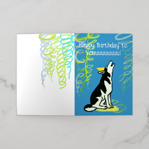 Husky happy birthday Folded Foil Holiday Card
