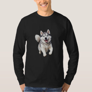 Husky Happy Playful Fun Jumping In The Air Joyful T-Shirt