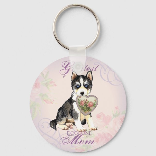 Husky Heart Mum Key Ring (Front)