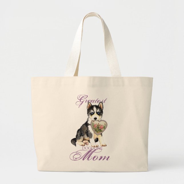 Husky Heart Mum Large Tote Bag (Front)
