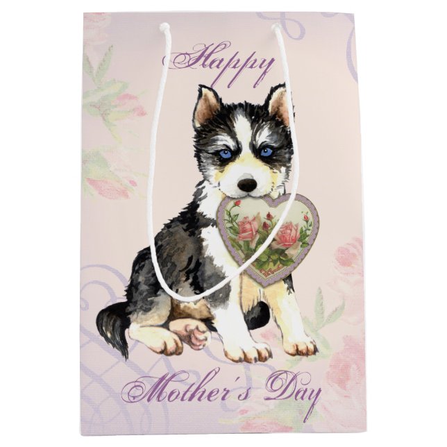 Husky Heart Mum Medium Gift Bag (Front)