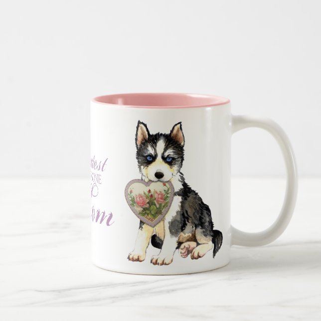 Husky Heart Mum Two-Tone Coffee Mug (Right)