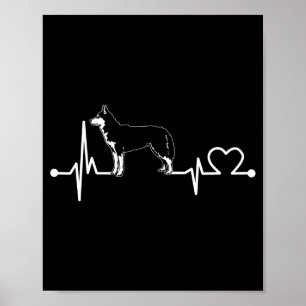 Husky heartbeat funny love dog pet gift poster