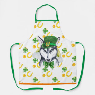 Husky Holiday Home Decor St Patrick's Day Dog Apron