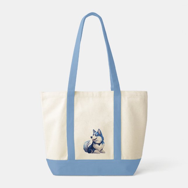 Husky Howlers Husky Dog Power Logo Art Tote Bag (Back)