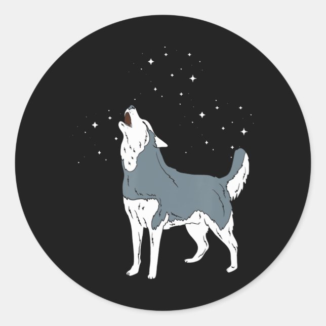 Husky | Howling Siberian Husky Puppies Dog Lover Classic Round Sticker (Front)