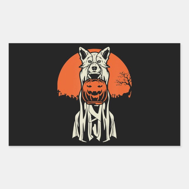 Husky | Husky Halloween Funny Dog Costume Pumpkin Rectangular Sticker (Front)