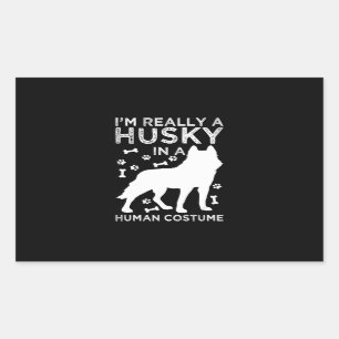 Husky  Husky In A Human Costume Siberian Dog Lover Rectangular Sticker
