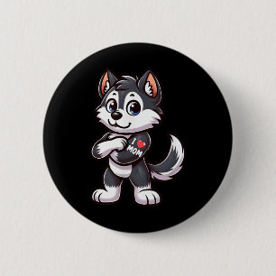 Husky I Love Mum Funny Dog Tattoo  6 Cm Round Badge