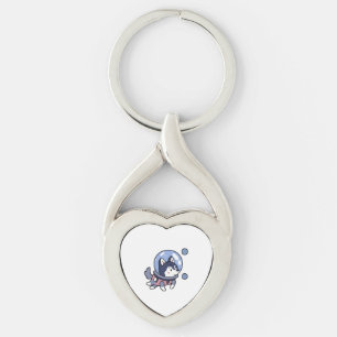 Husky In Space Puppy Dog Lover Retro Key Ring