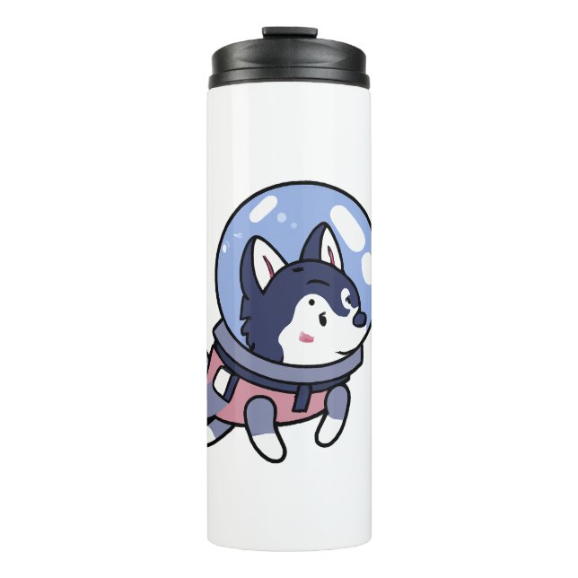 Husky In Space Puppy Dog Lover Retro Thermal Tumbler (Front)