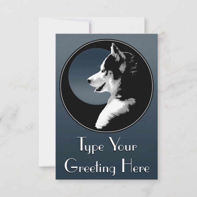 Husky Invitations Personalised Siberian Husky Card (Front)
