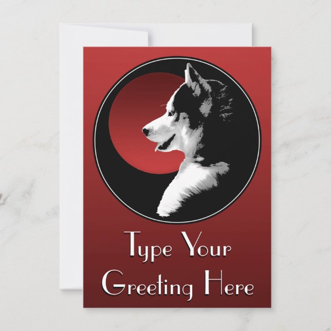 Husky Invitations Personalised Siberian Husky Card (Front)