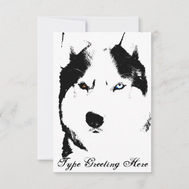 Husky Invitations Personalised Siberian Husky Card (Front)