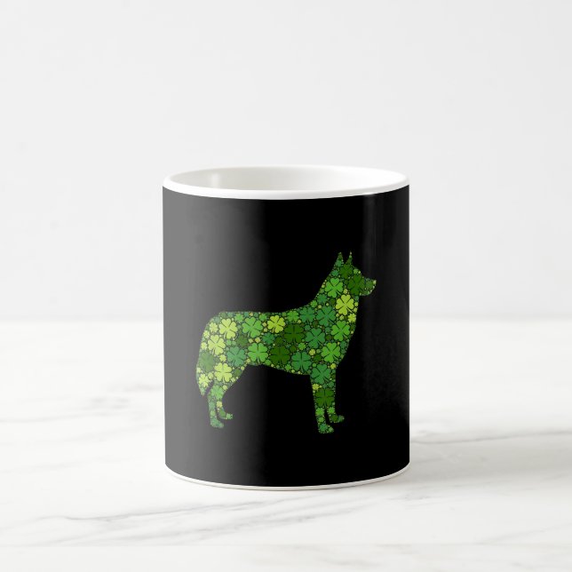Husky Irish Lucky Green Shamrock Clover Coffee Mug (Center)