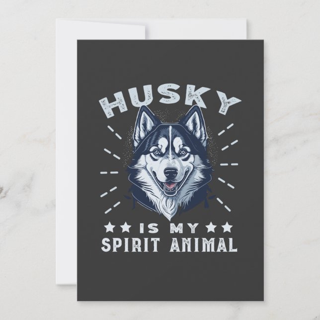 Husky Is My Spirit Animal Majestic Husky Dog Holiday Card (Front)