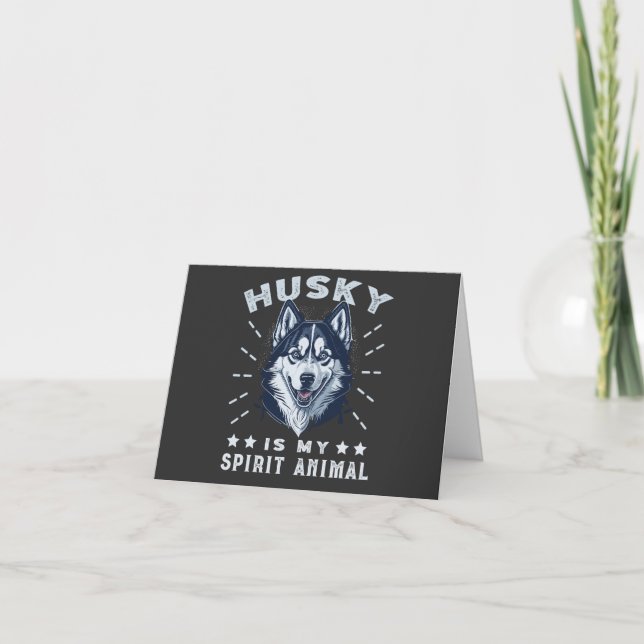 Husky Is My Spirit Animal Majestic Husky Dog Thank You Card (Front)
