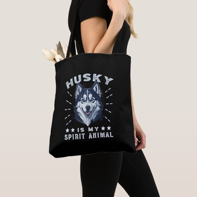 Husky Is My Spirit Animal Majestic Husky Dog Tote Bag (Close Up)