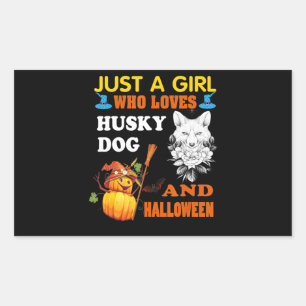 Husky Just A Girl Who Loves Husky And Halloween Rectangular Sticker