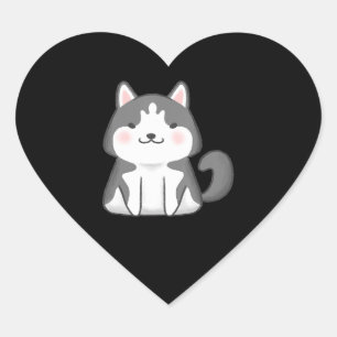 Husky   Kawaii Siberian Husky Dog Japanese Anime Heart Sticker