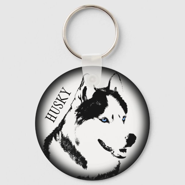 Husky Keychain Husky Malamute Dog Keychain Custom (Front)