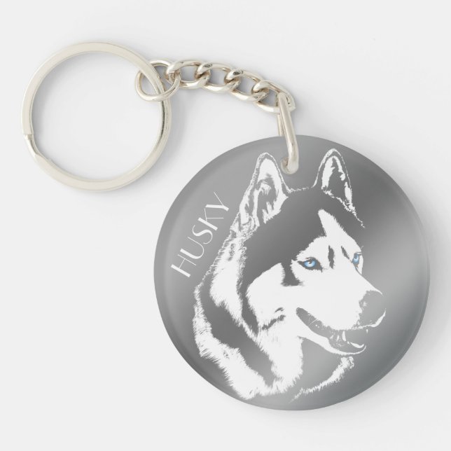Husky Keychain Husky Malamute Keychain Customise (Front)