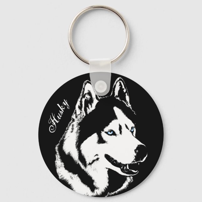 Husky Keychain Husky Malamute Keychain Customise (Front)