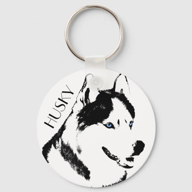 Husky Keychain Husky Malamute Keychain Customise (Front)