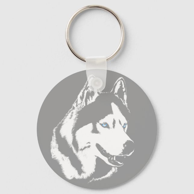 Husky Keychain Siberian Husky Malamute Dog Gifts (Front)