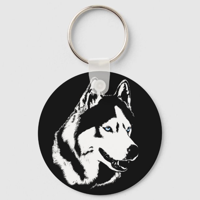 Husky Keychain Siberian Husky Malamute Dog Gifts (Front)