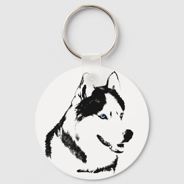 Husky Keychain Siberian Husky Malamute Dog Gifts (Front)