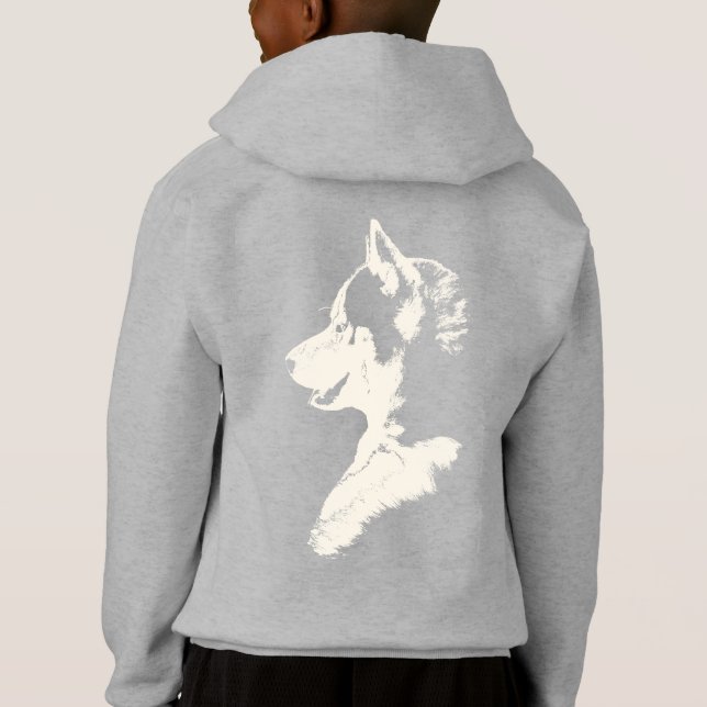Husky Kid's Hoodie Kid's Wolf Dog Puppy Sweatshirt (Back)