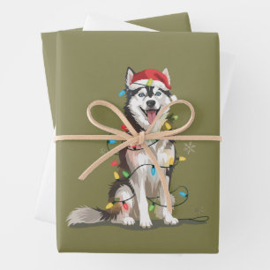 Husky Lover Christmas Siberian Xmas Dog Mom  Wrapping Paper Sheet
