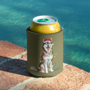 Husky Lover Christmas Siberian Xmas Dog Mum  Can Cooler