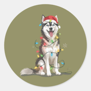 Husky Lover Christmas Siberian Xmas Dog Mum  Classic Round Sticker