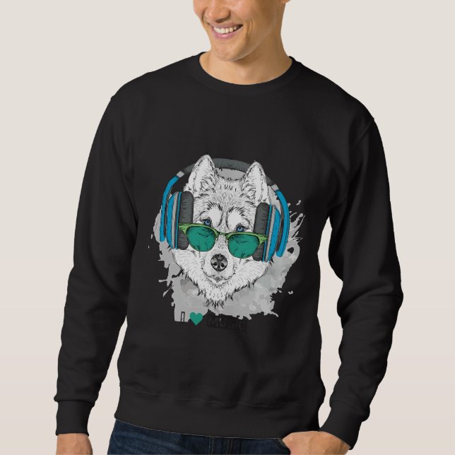 Husky Loves Music Sweatshirt (Front)