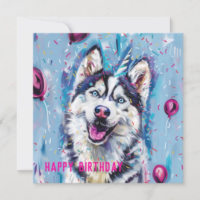 Husky / Malamute Birthday card (Front)