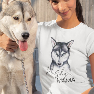 Husky Mama Cute Watercolor Dog lover  T-Shirt