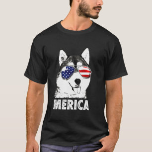 Husky Merica Men Women Usa Flag T-Shirt