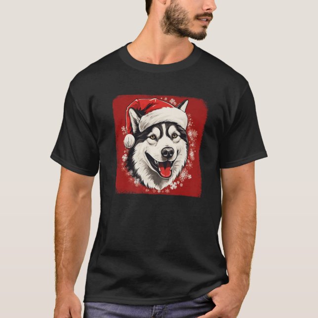 Husky Mum Dad Xmas Gift Siberian Husky Dog Lover C T-Shirt (Front)