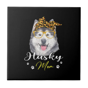 Husky Mum   Leopard Print Dog Lovers Gift Ceramic Tile