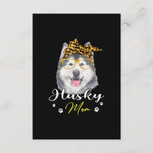 Husky Mum Leopard Print Dog Lovers Gift Enclosure Card