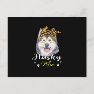 Husky Mum Leopard Print Dog Lovers Gift Invitation Postcard