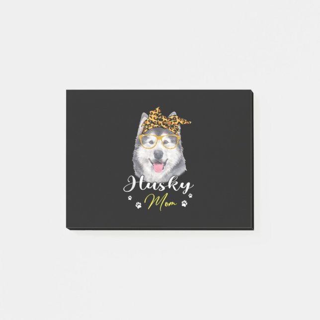 Husky Mum | Leopard Print Dog Lovers Gift Post-it Notes (Front)