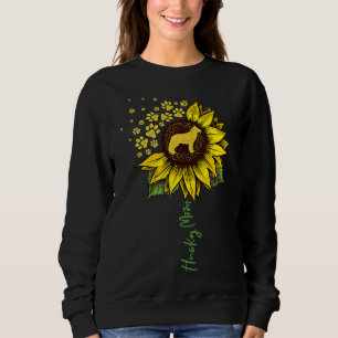 Husky Mum Sunflower Siberian Husky Dog Mum Mam Sweatshirt