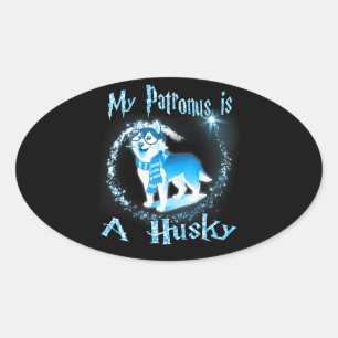 Husky   My Patronus Is A Husky Dog Lovers Oval Sticker