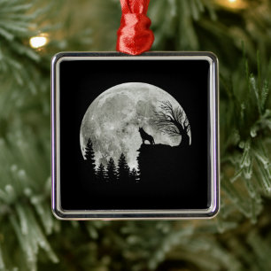 Husky On Mountain Halloween Graphic Tees Gifts Metal Ornament